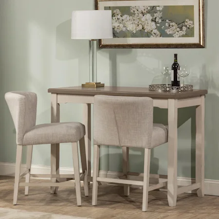 3-Piece Counter Height Dining Set with Side Table and Wing Back Chairs